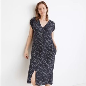 Madewell Easy Midi Dress in Spring Fling Navy Blue S